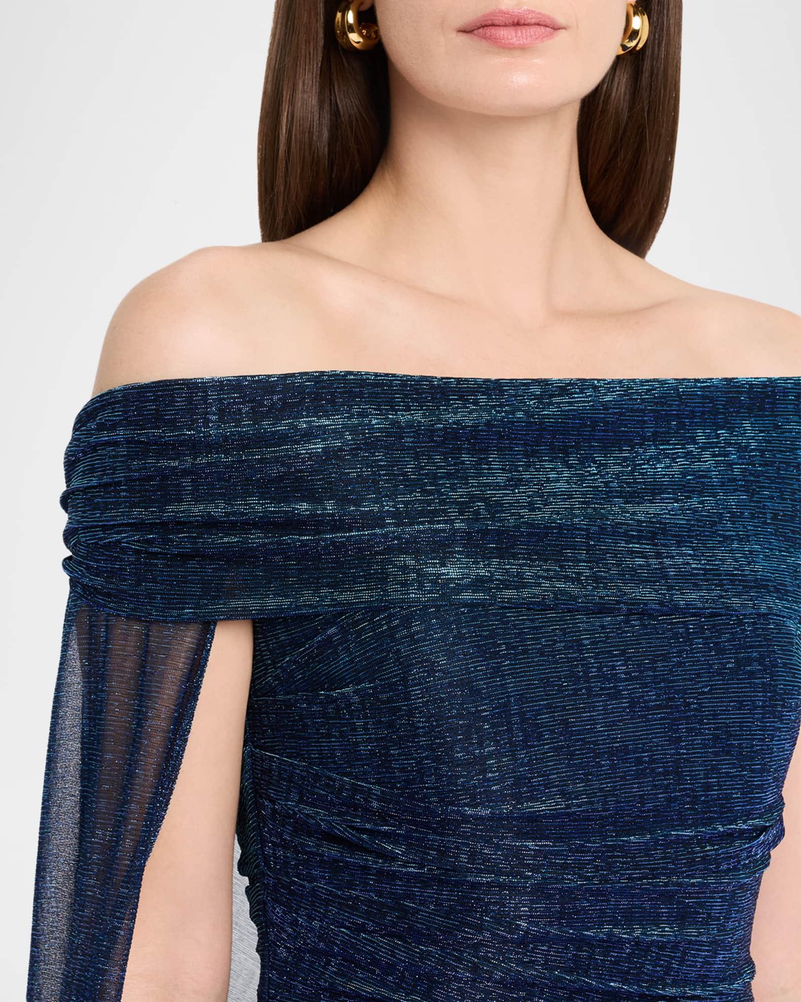 Metallic Off-The-Shoulder Cape Gown Product Image