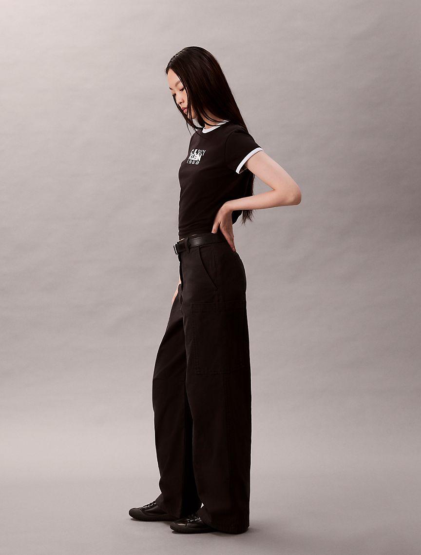 Cotton Canvas High Rise Pants Product Image