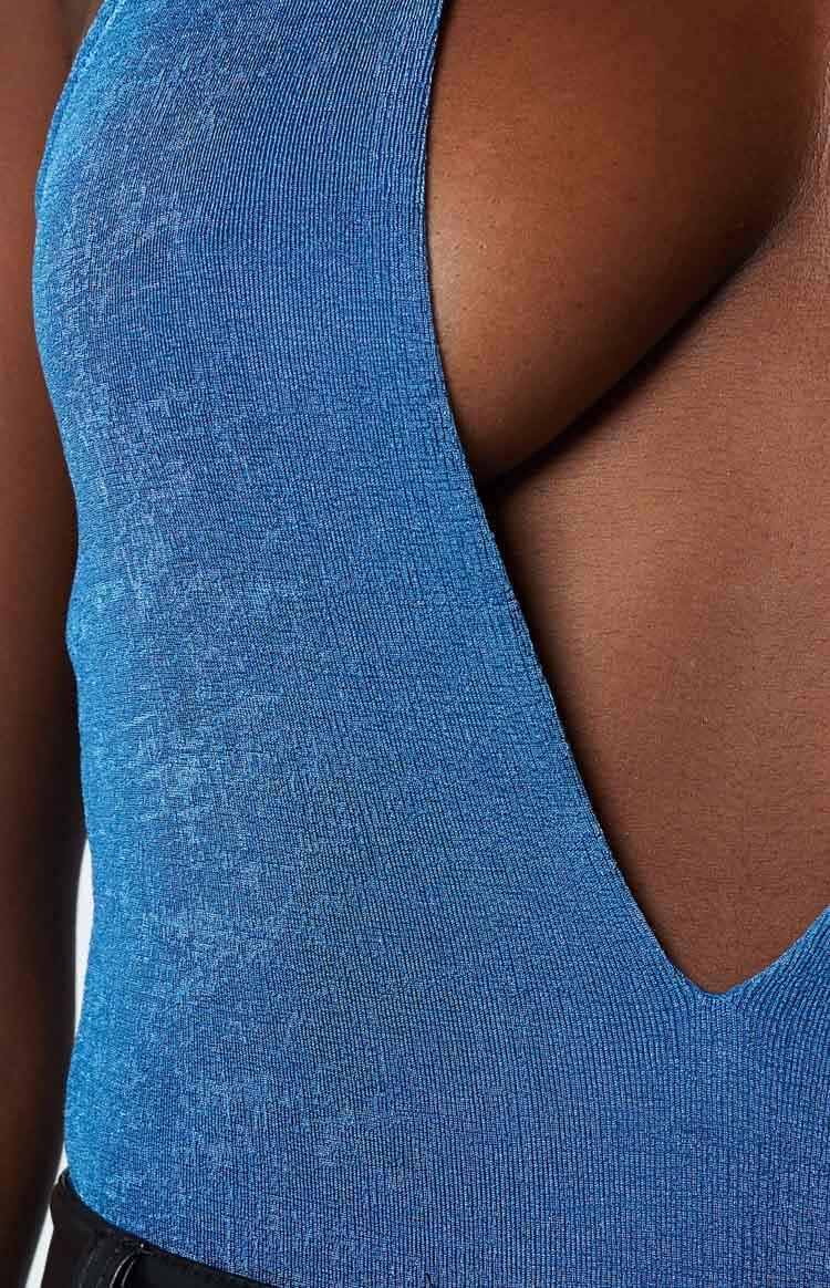 Erika Blue Halter Bodysuit Product Image