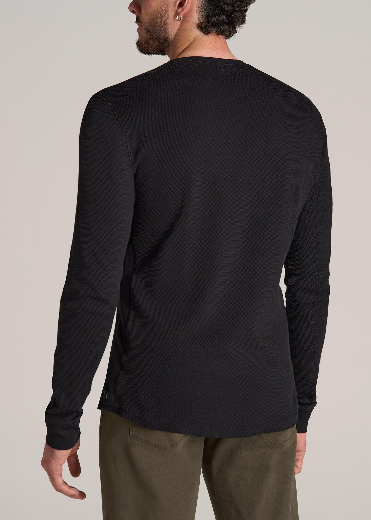 Double Honeycomb Thermal Crewneck for Tall Men in Black Male Product Image
