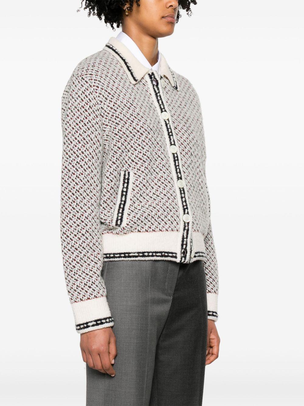 spread-collar tweed bomber jacket Product Image