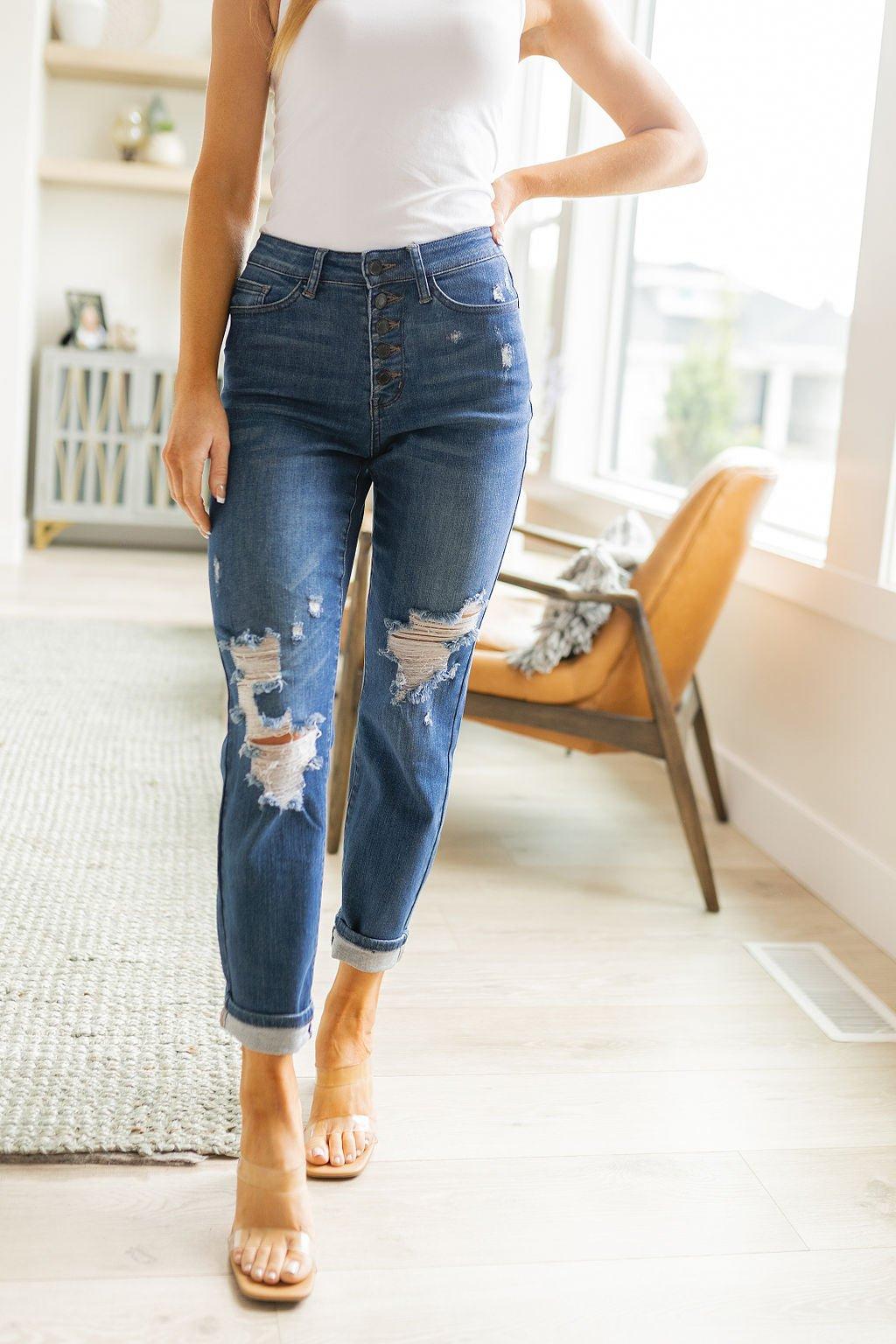 Colt High Rise Button Fly Distressed Boyfriend Jeans (Online Exclusive) Product Image