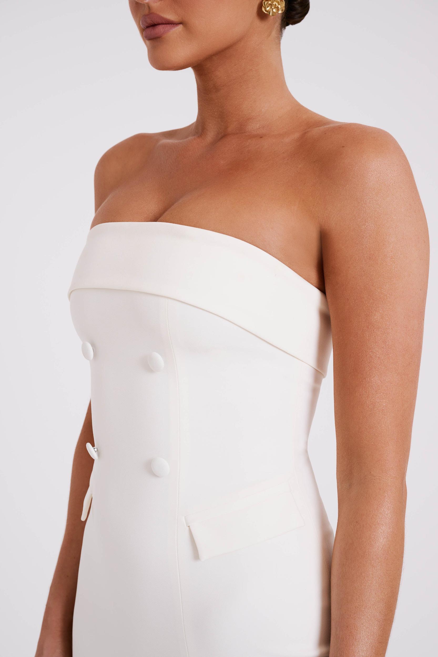 Abbie Strapless Suiting Maxi Dress - Ivory Product Image