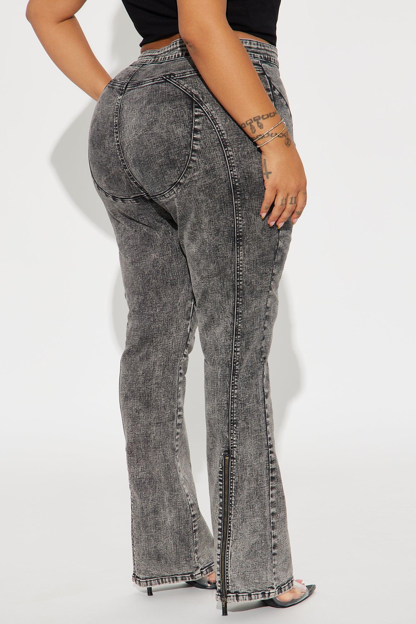 Acting Different Zipper Slim Straight Leg Jeans - Black Wash Product Image