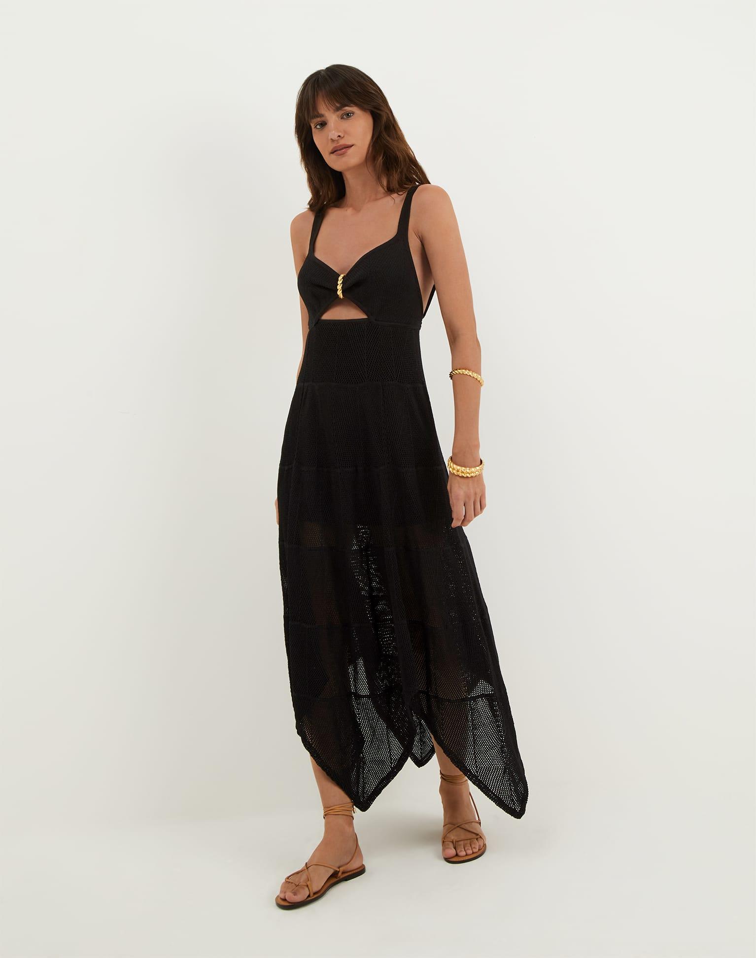 Knit Sabine Handkerchief Dress - Black Product Image