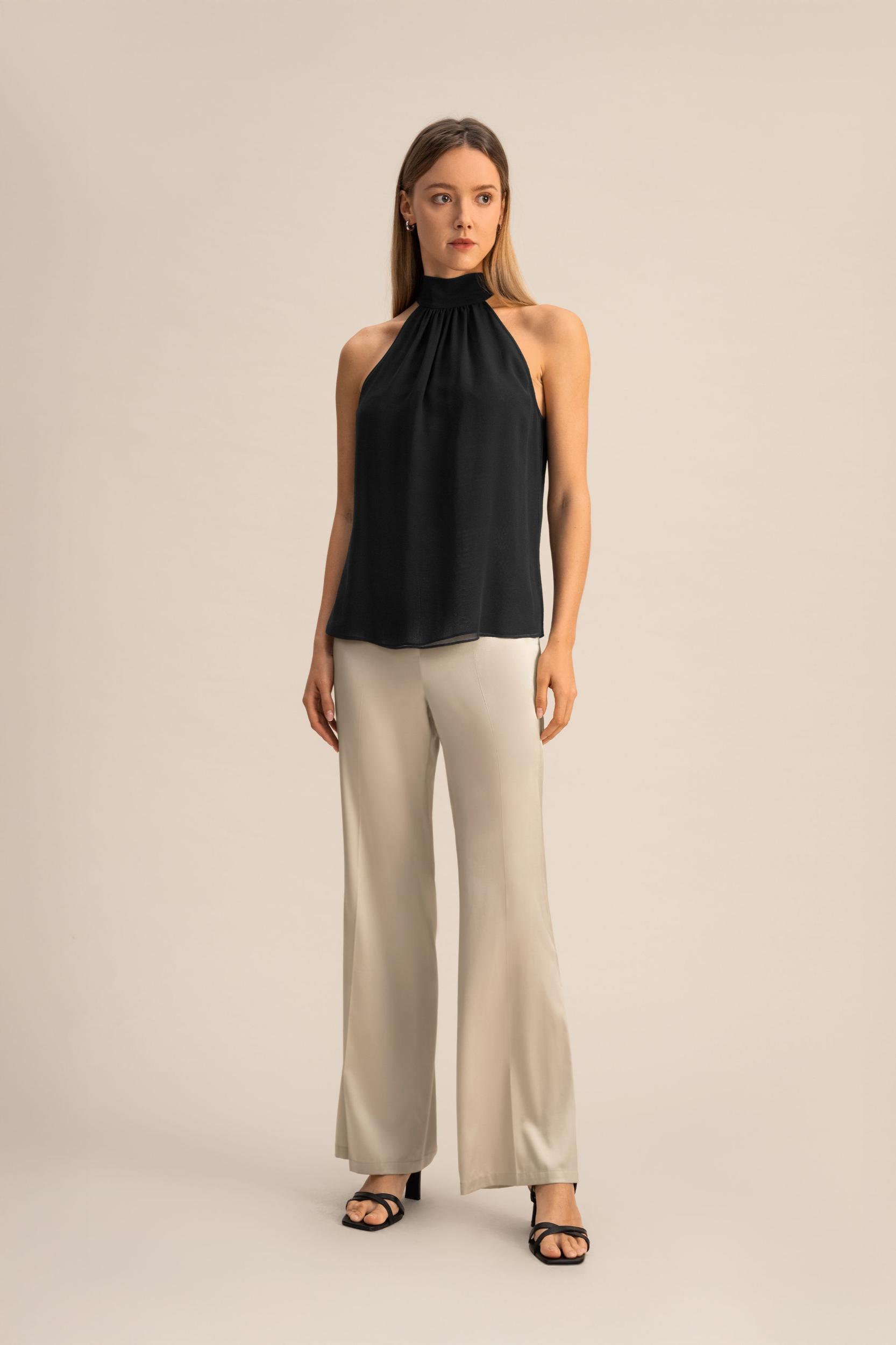 LILYSILK Silk Blouse Women Halter Neck Lily White 4 Product Image