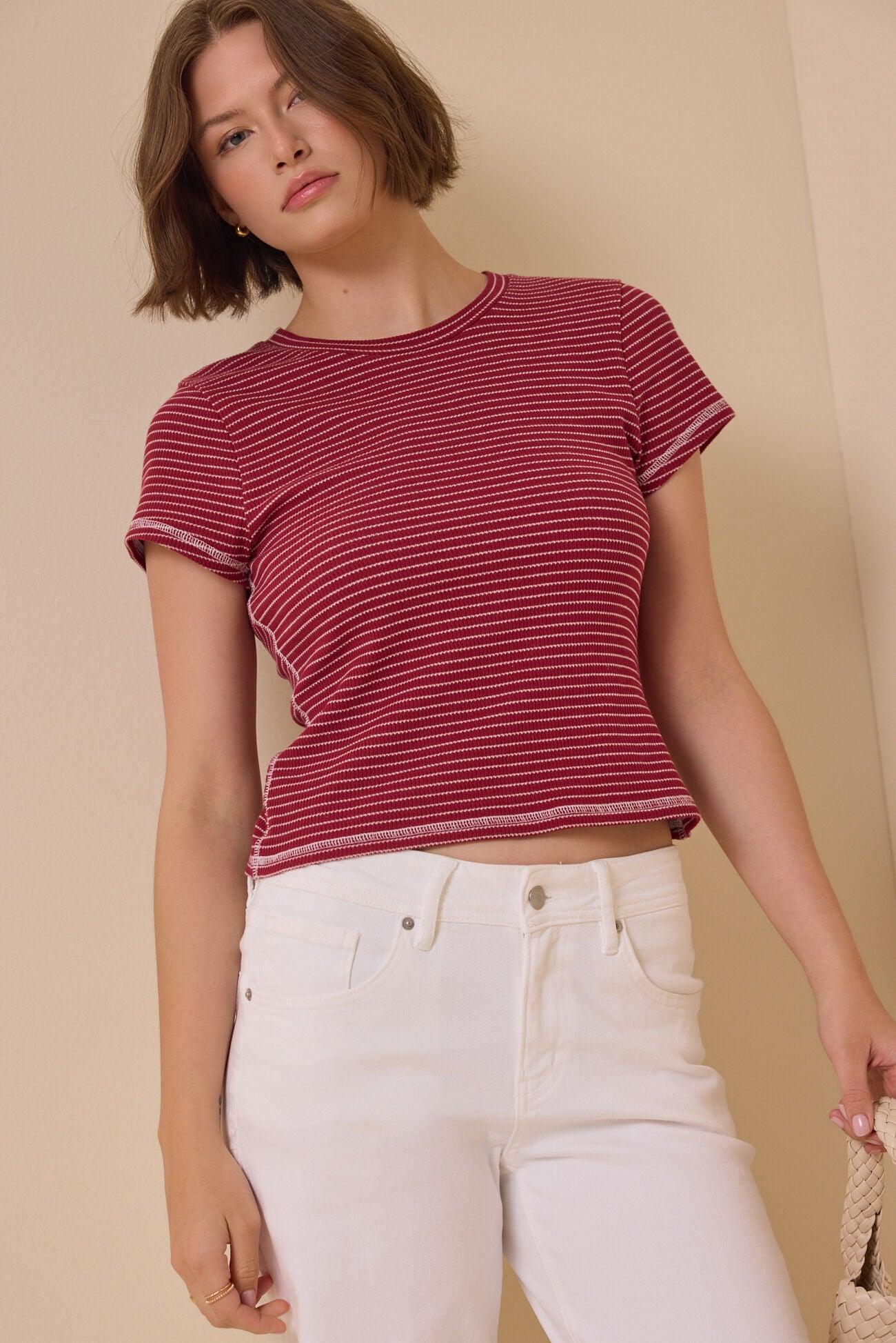 Campbell Stripe Crop Tee Product Image