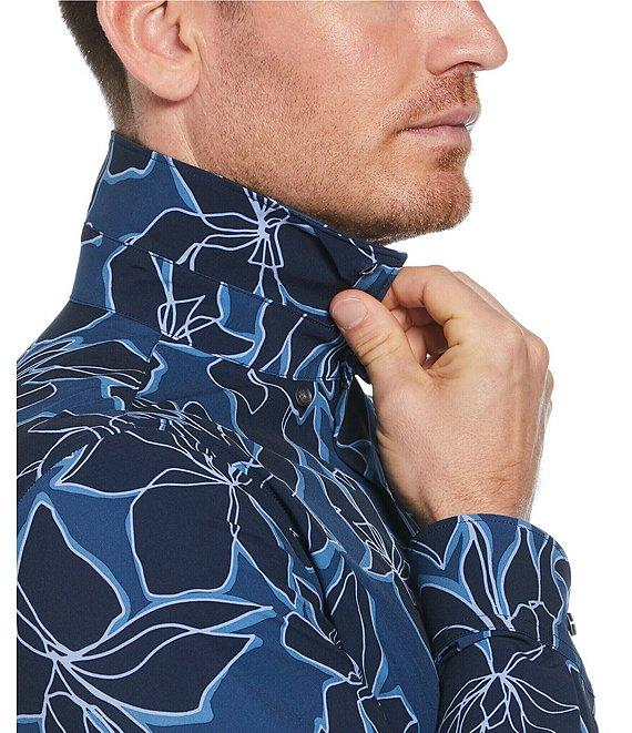 Perry Ellis Slim Fit Stretch Floral Print Long Sleeve Woven Shirt Product Image