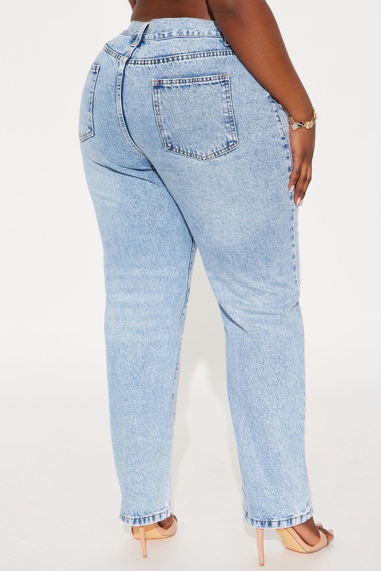 90s Crossover Straight Leg Jeans - Light Blue Product Image