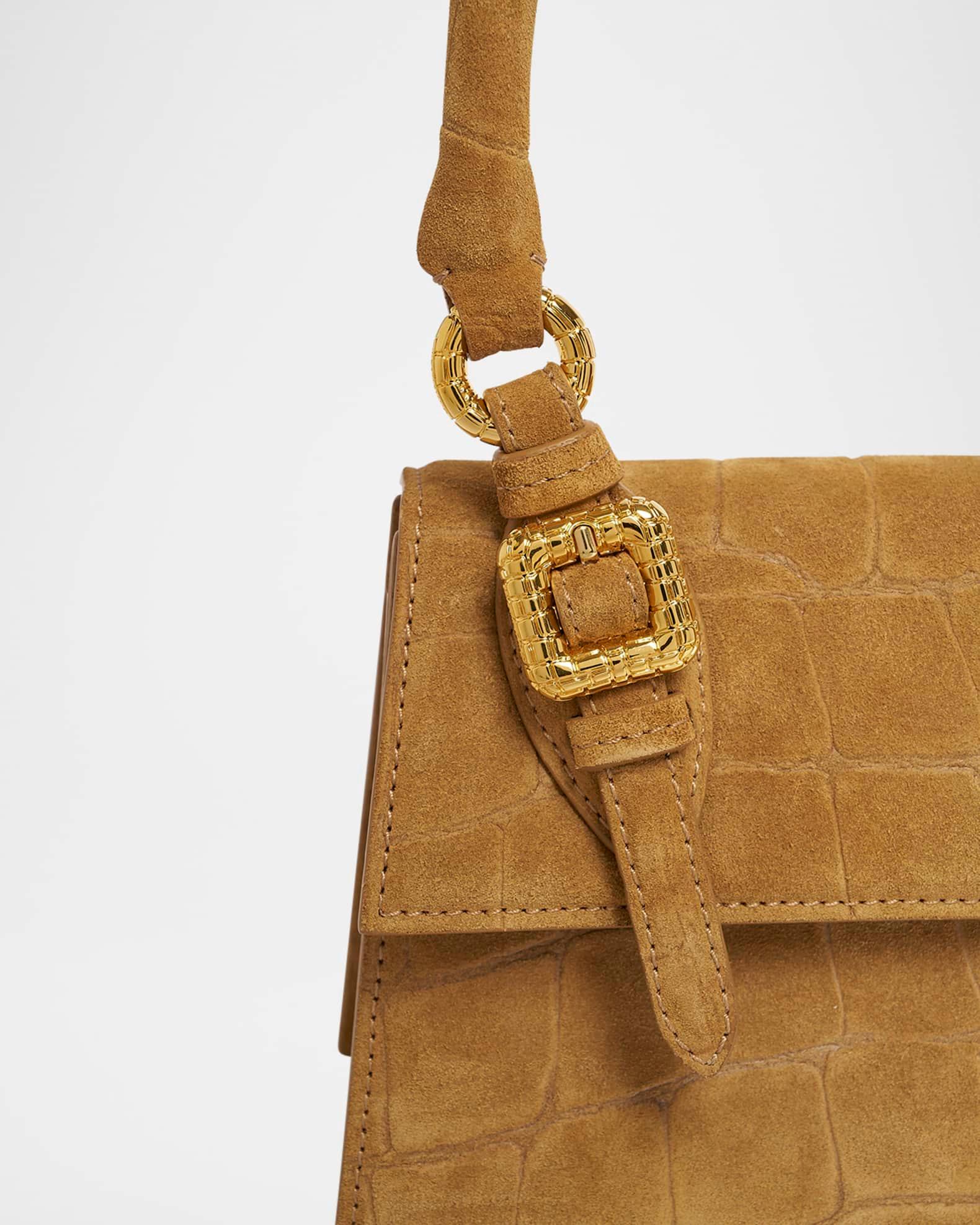 Le Chiquito Moyen Croc-Embossed Suede Top-Handle Bag Product Image