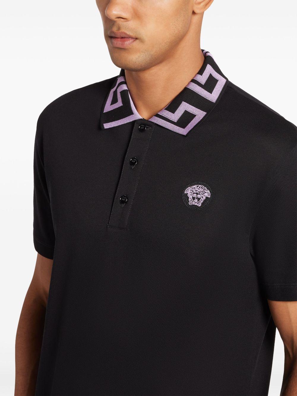 Medusa-embroidered polo shirt Product Image