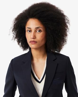 Embroidered Logo Slim Fit Wool Blazer Product Image