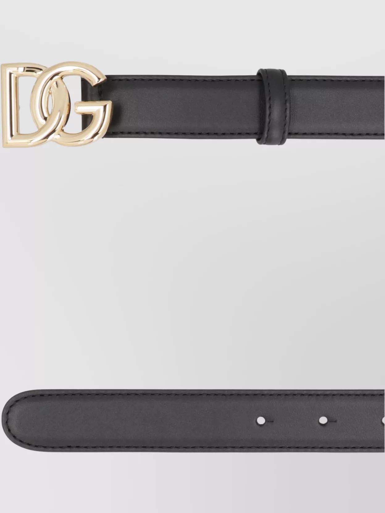 DOLCE & GABBANA Dg Logo Calf Leather Belt In Black Product Image