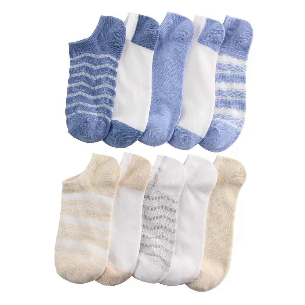 Women's Sonoma Goods For Life® 10-Pack Zig-Zag No-Show Socks, Size: 9-11, Blue Product Image
