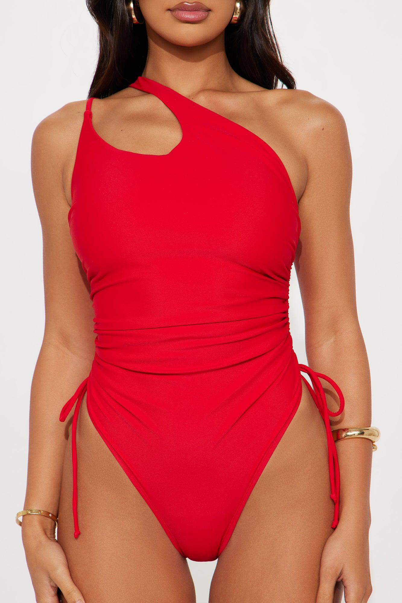 Mariah Ruched 1 Piece Swimsuit - Red Product Image