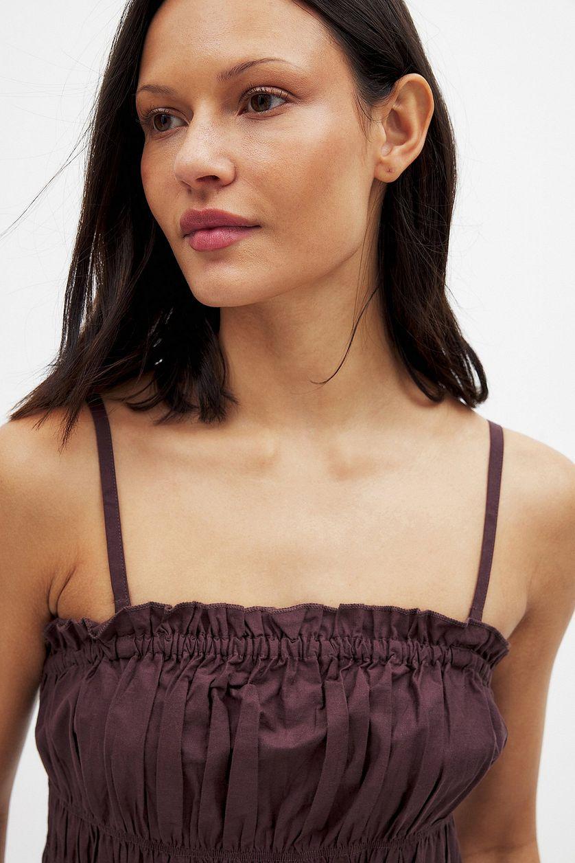 Cotton Bandeau Ruched Midi Dress Product Image