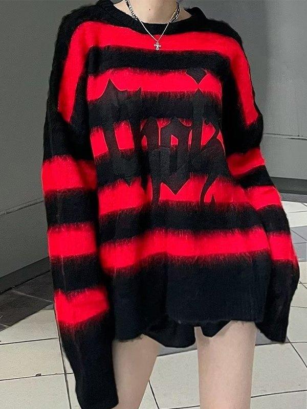 Logo Striped Fuzzy Knit Sweater Product Image