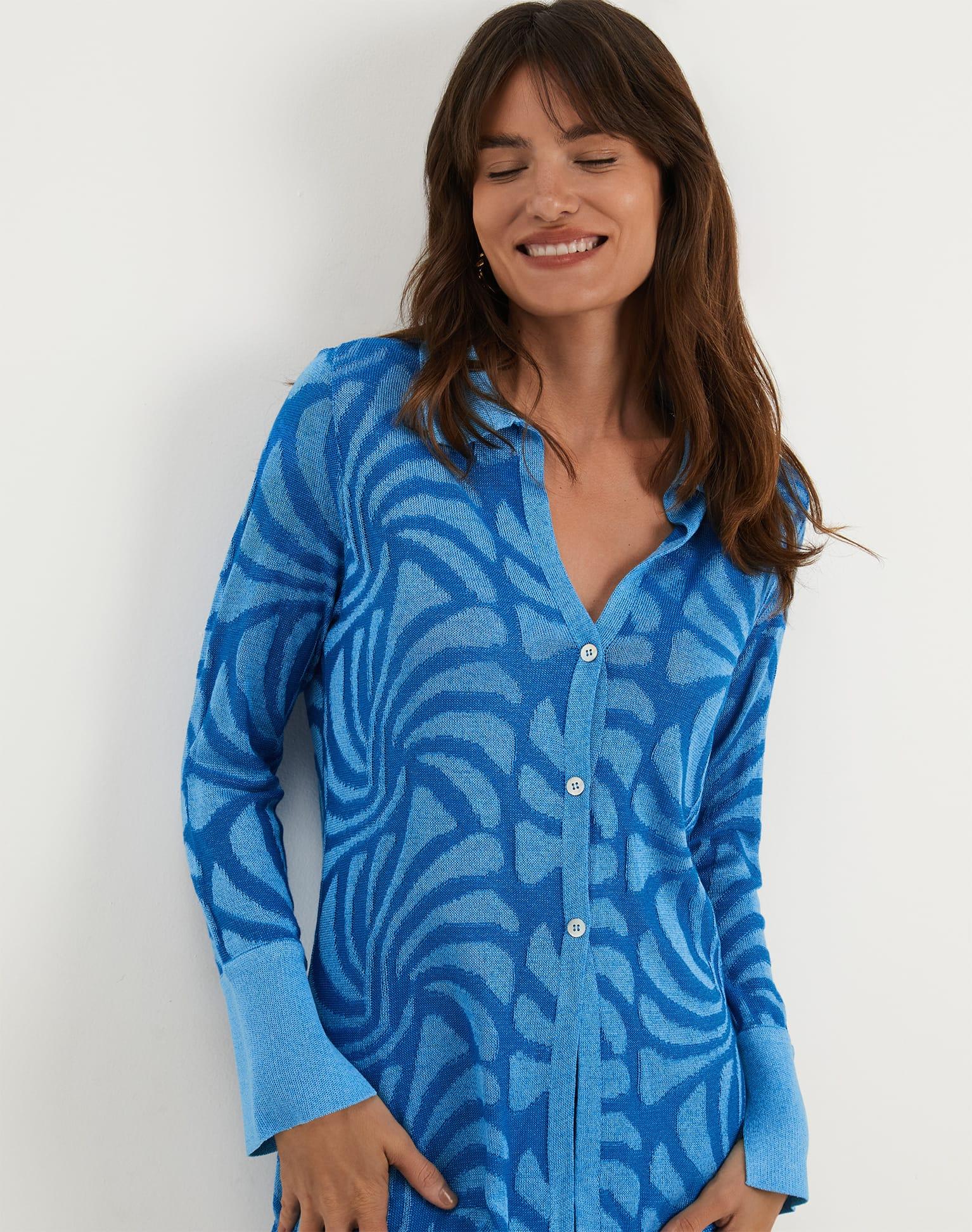 Jacquard Lara Blouse - Neptune Product Image