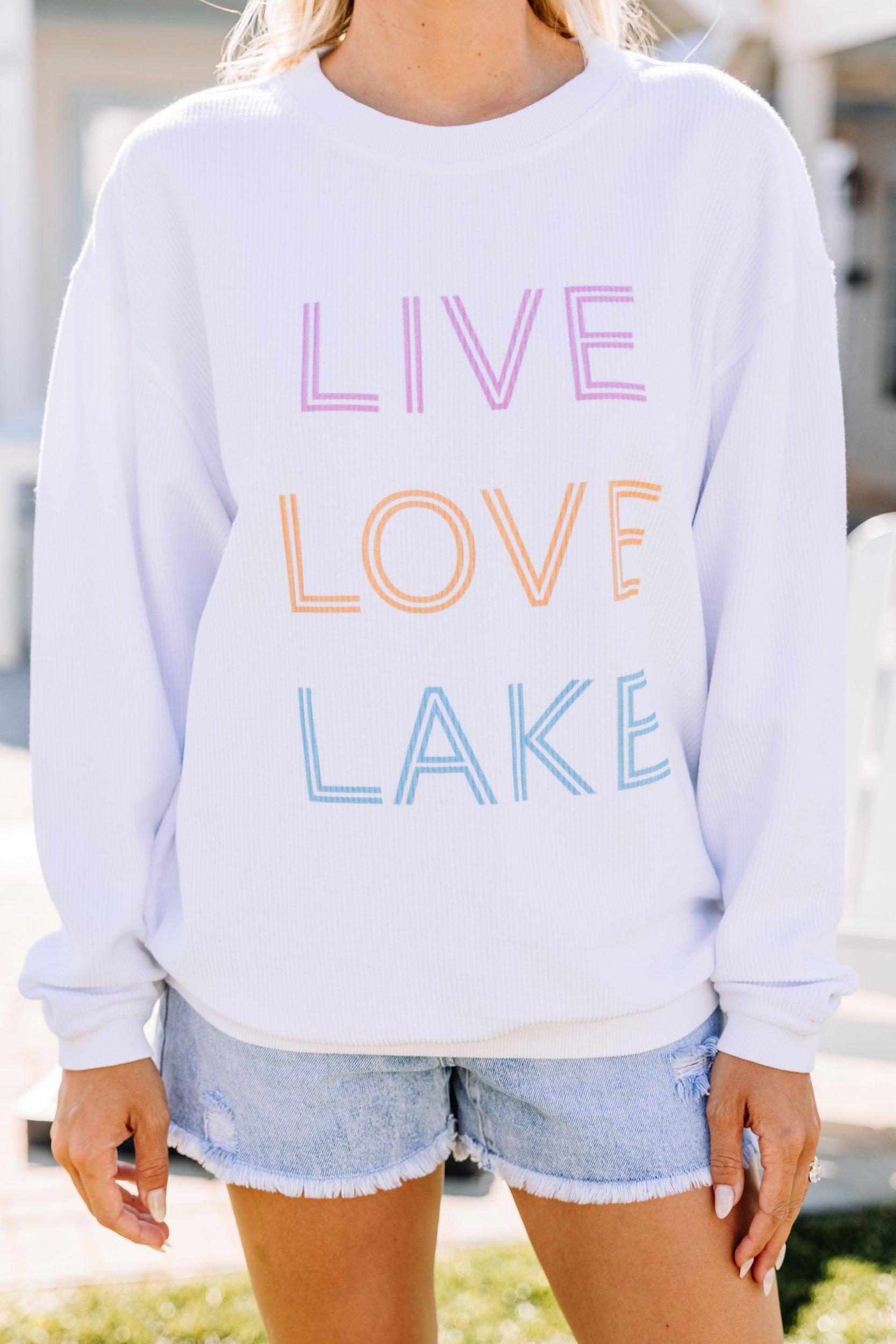 Live Love Lake White Corded Graphic Sweatshirt Female Product Image