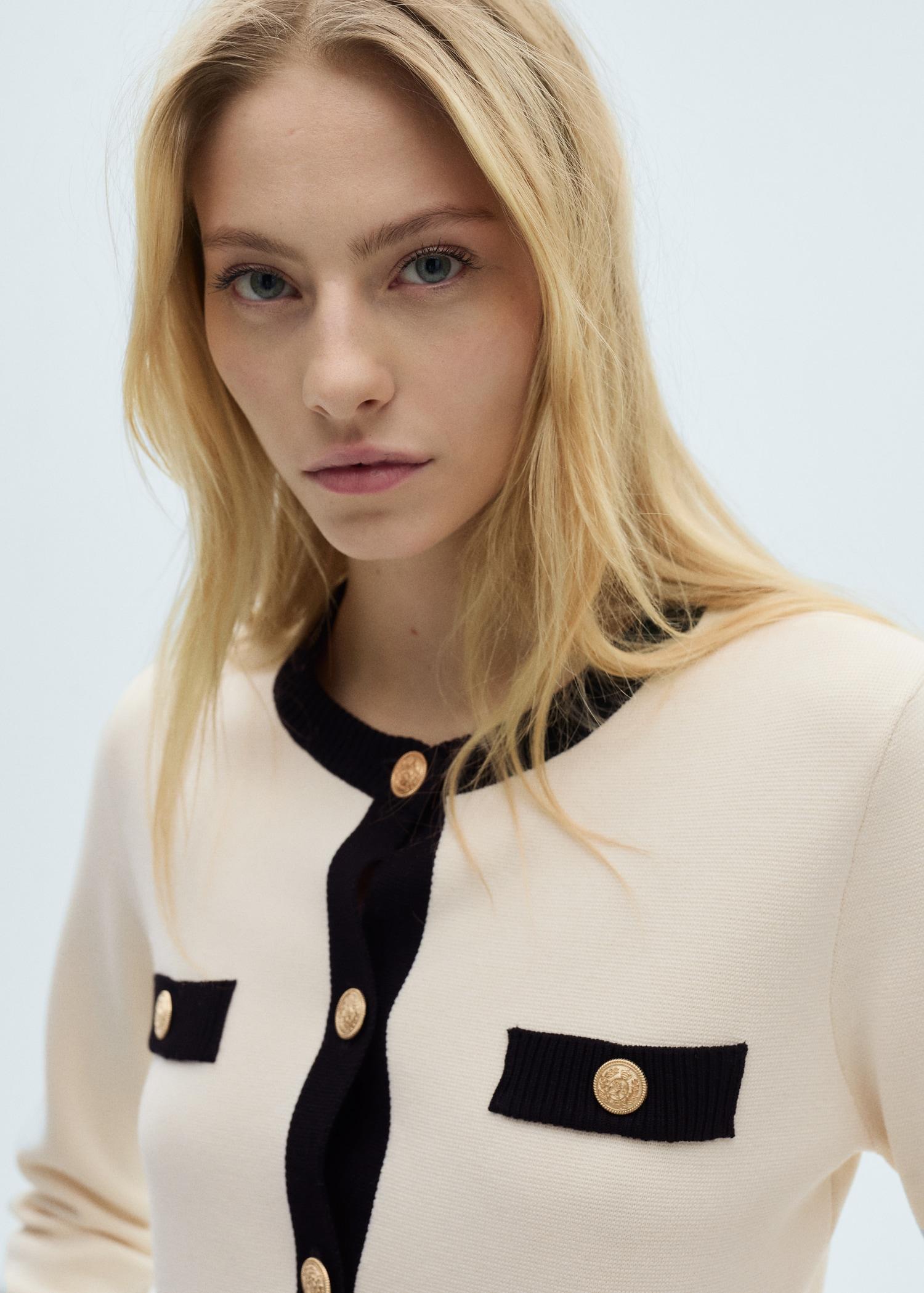 Knitted jacket with jewel buttons - Women | MANGO USA Product Image