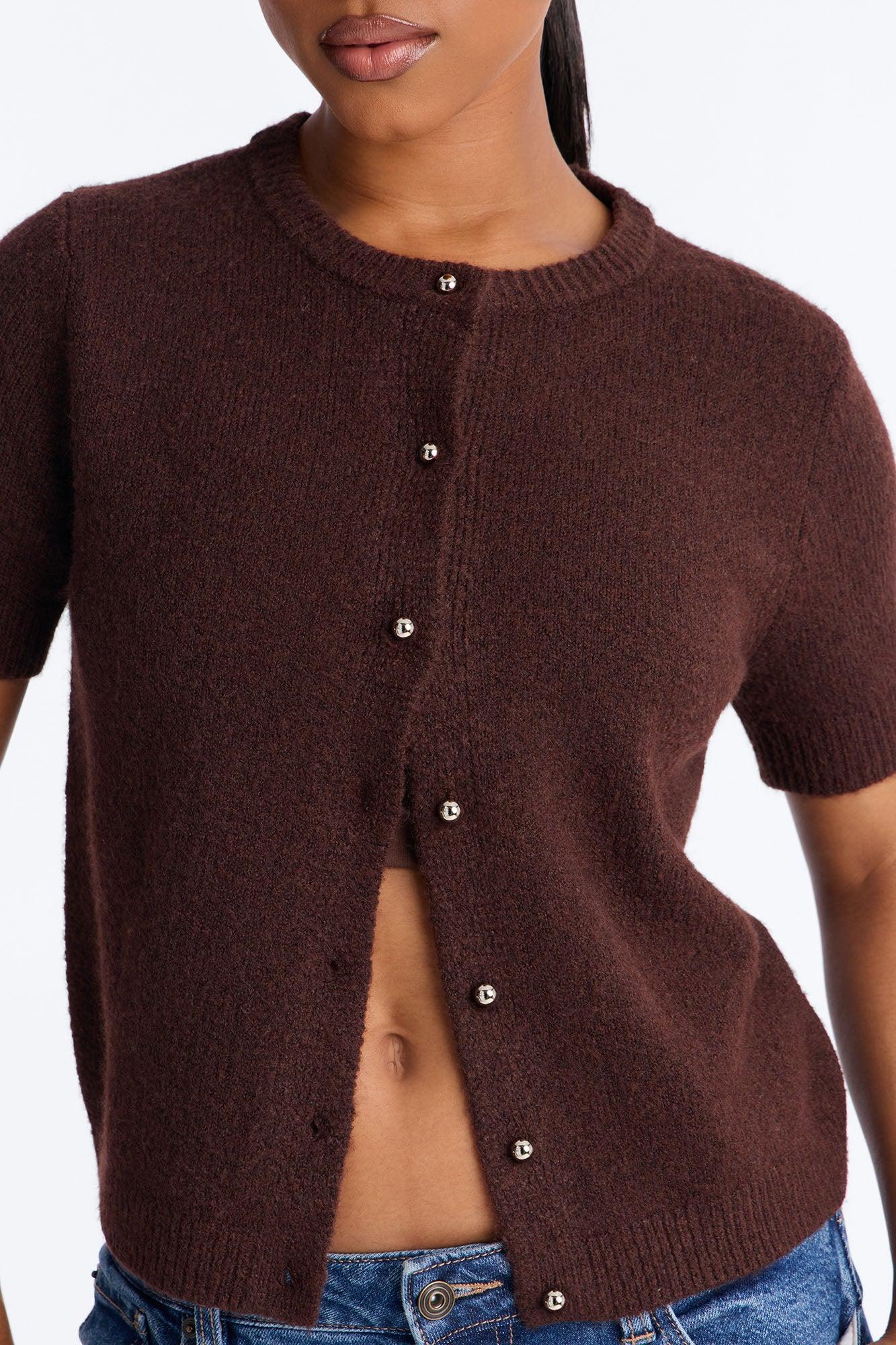 Sunday Brunch Sweater Top - Chocolate Female Product Image
