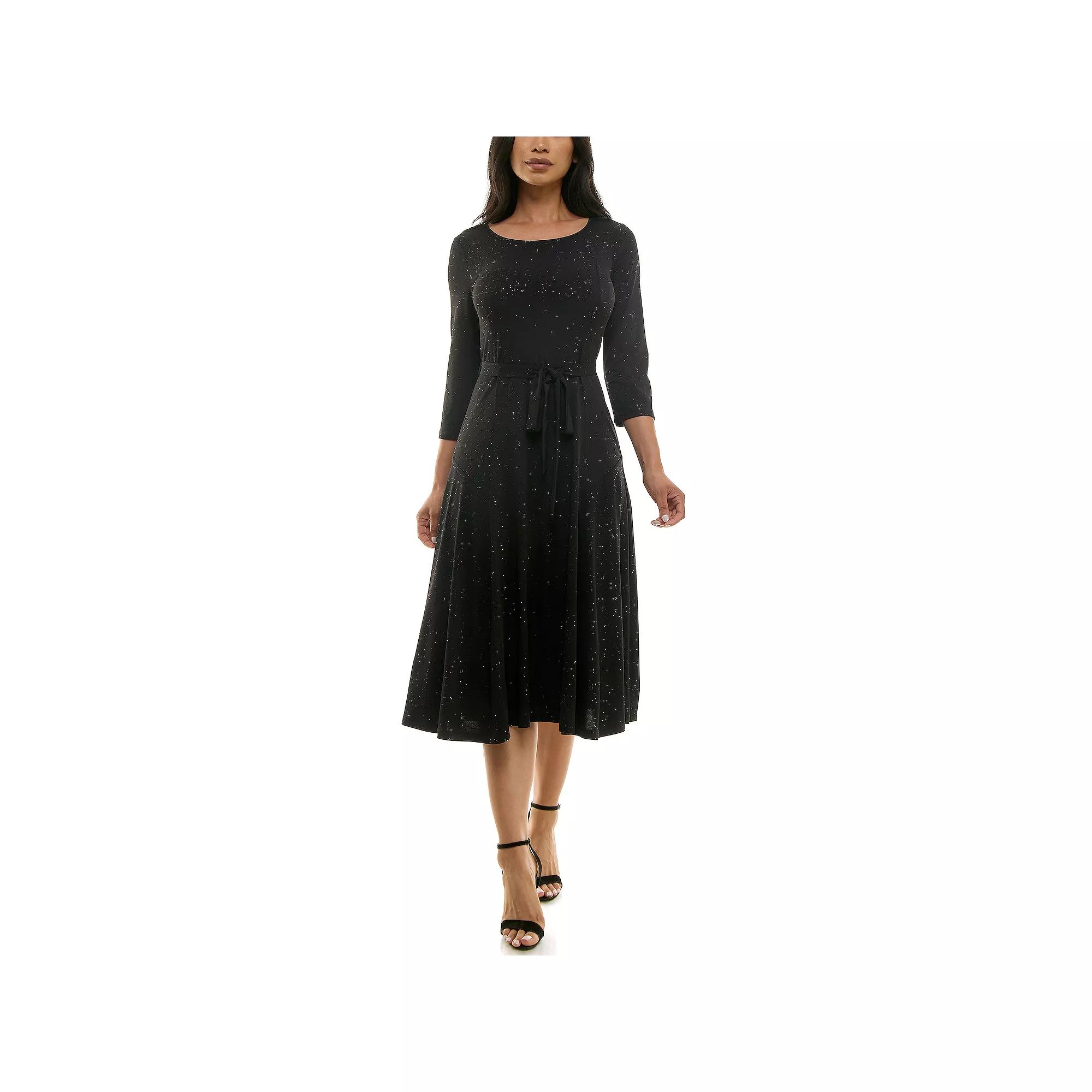 Women's Nina Leonard Glitter Sylvia Midi Dress,  Product Image