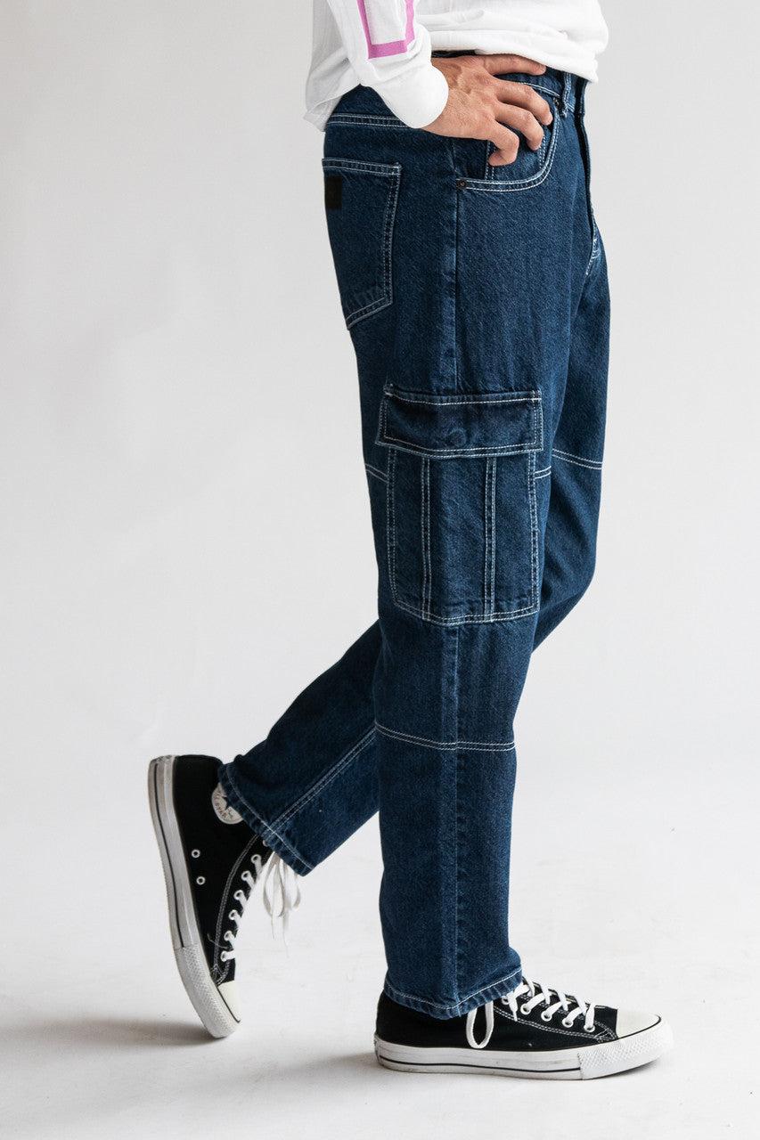 Contrast Stitch Cargo Jeans Product Image
