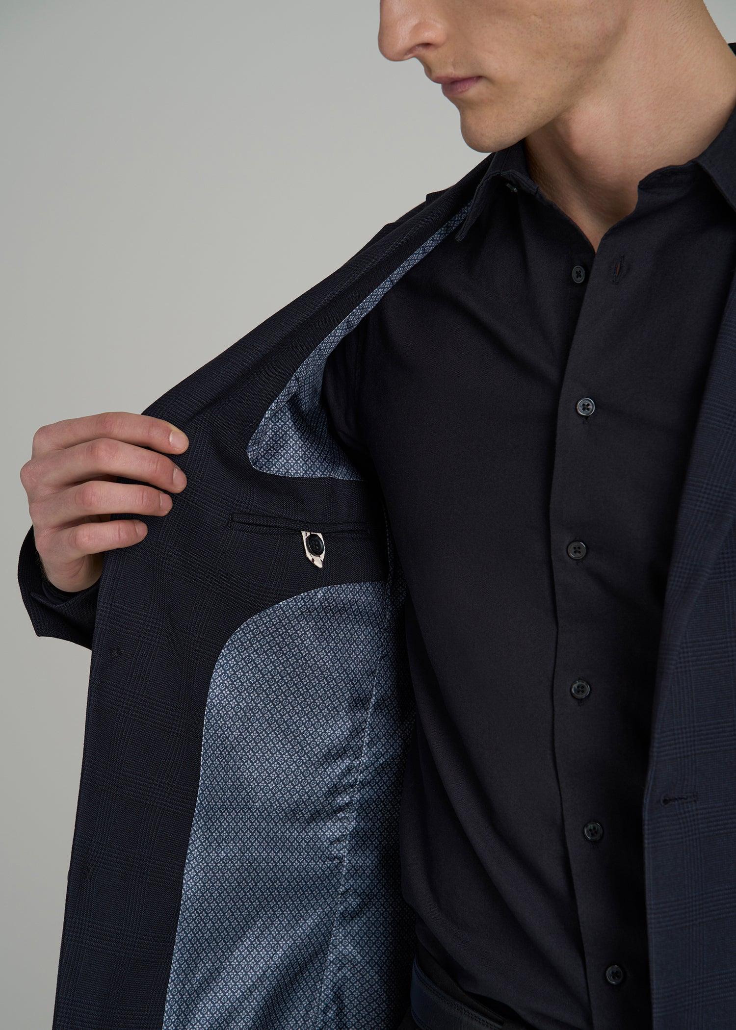 Core Blazer for Tall Men in Black and Blue Plaid Male Product Image