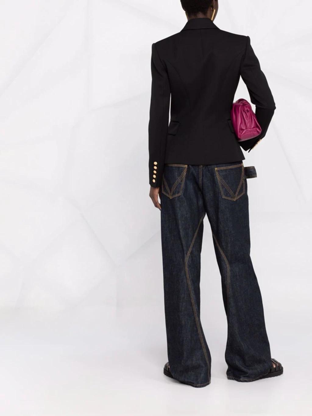 BALMAIN Double-breasted Grain De Poudre Wool Blazer In Multi Product Image