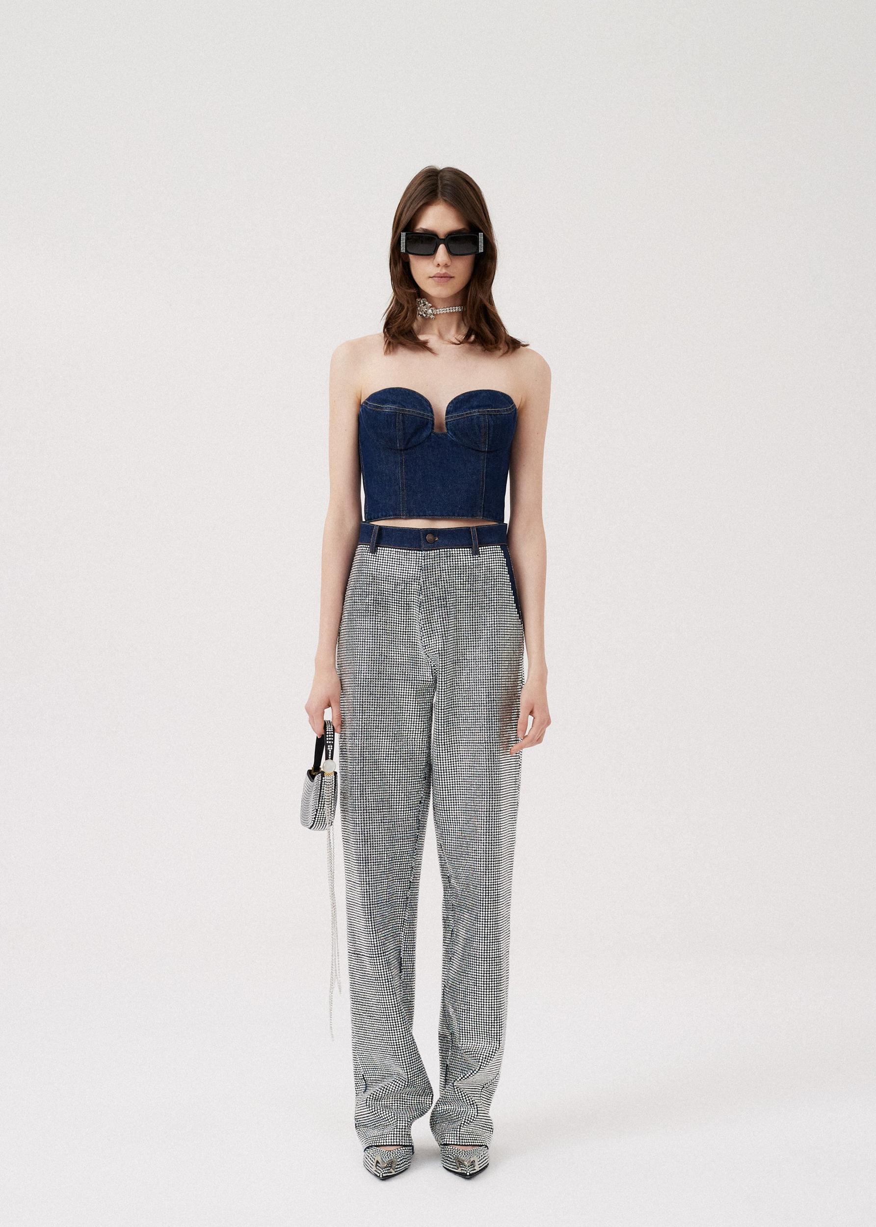 Denim corset top in indigo Product Image