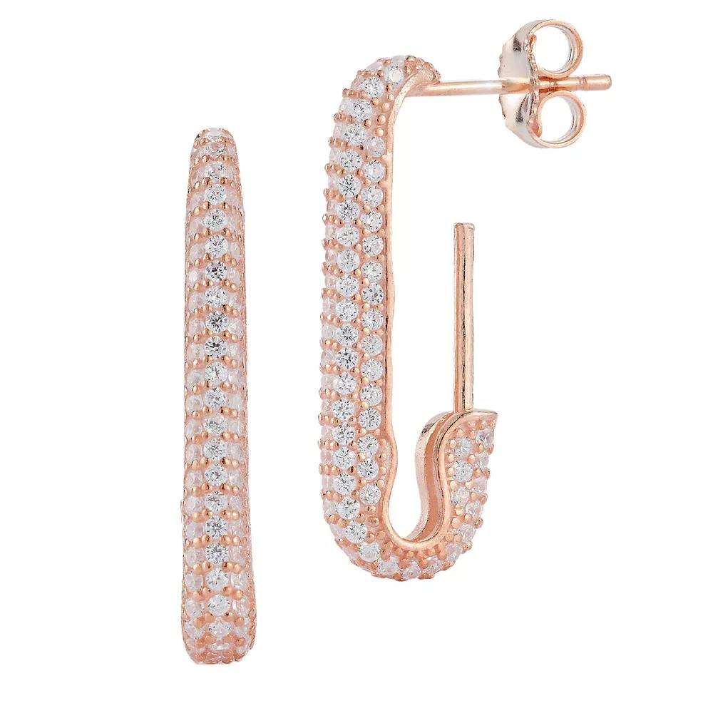 Sunkissed Sterling Cubic Zirconia Pave Drop Earrings, Women's, Rose Gold Tone Product Image