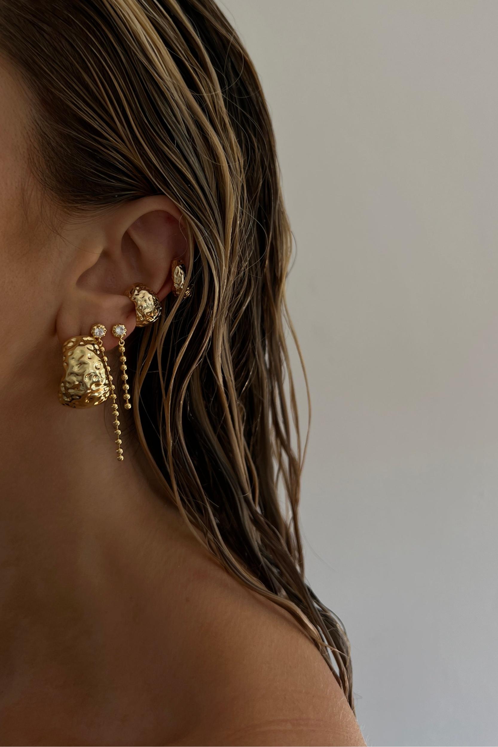 Ball Chain Drop Earring Set - Gold Product Image