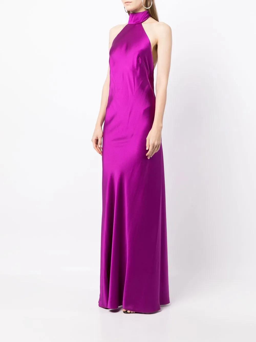 backless halter tie-fastening gown Product Image