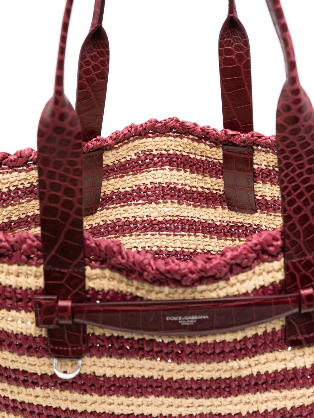 striped raffia tote bag Product Image