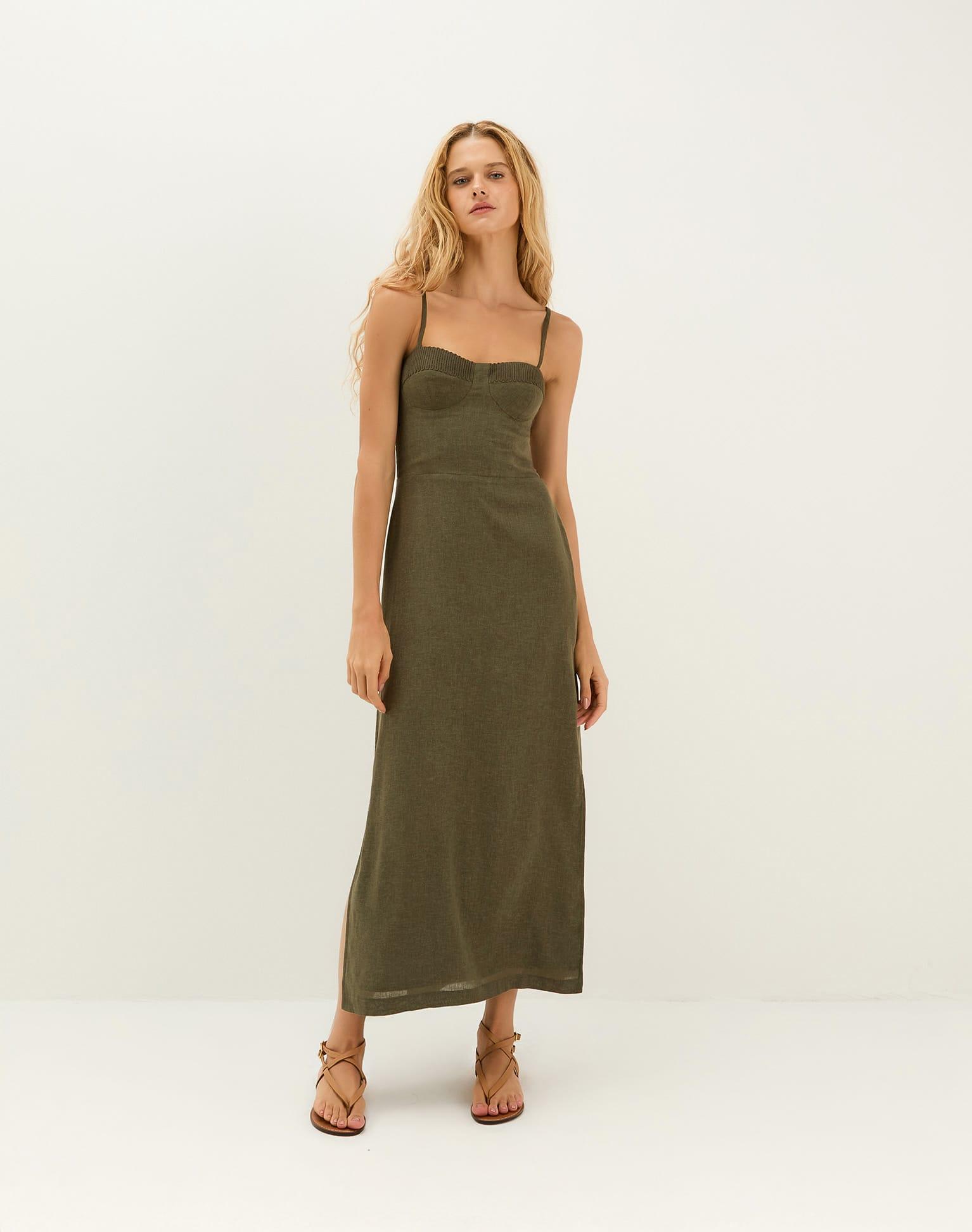 Mallorca Midi Dress - Evergreen Product Image