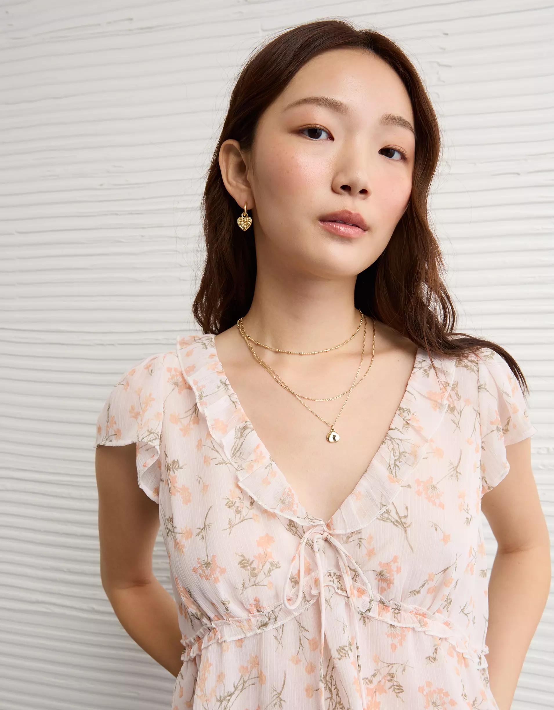 AE V-Neck Chiffon Babydoll Blouse Product Image