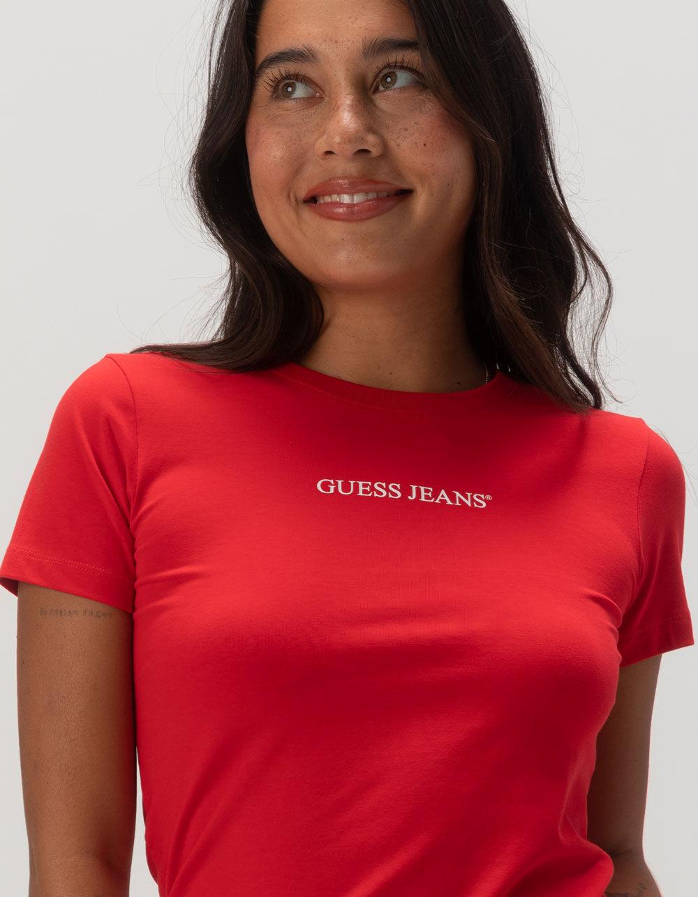 GUESS JEANS Logo Slim Womens Tee - CHERRY Product Image