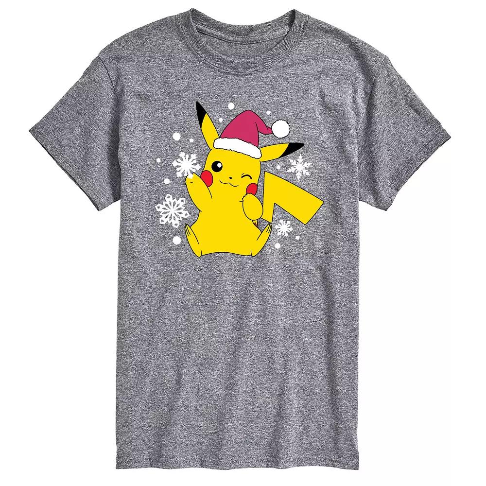 Men's Pokemon Santa Hat Snowflakes Tee,  Product Image