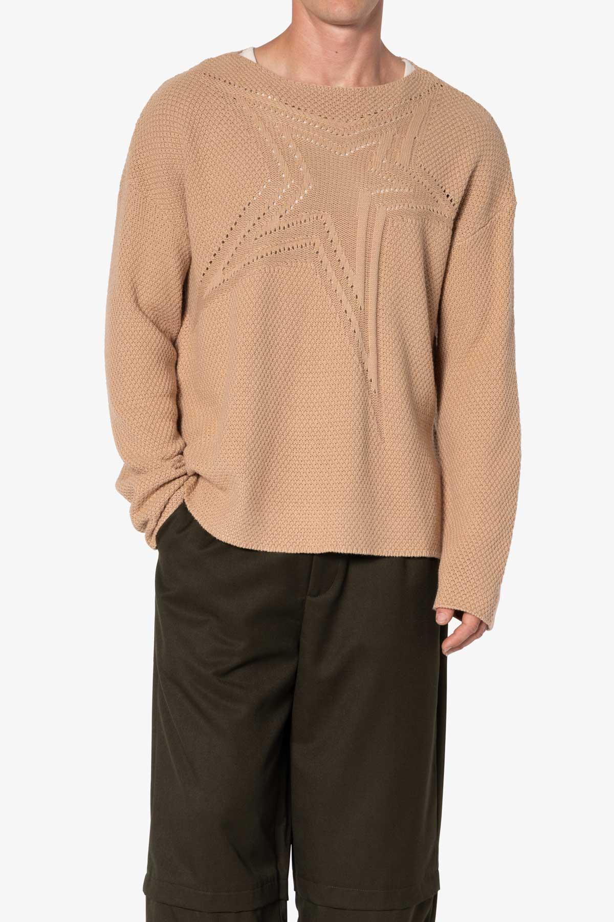 Boat Neck Star Sweater - Tan Product Image