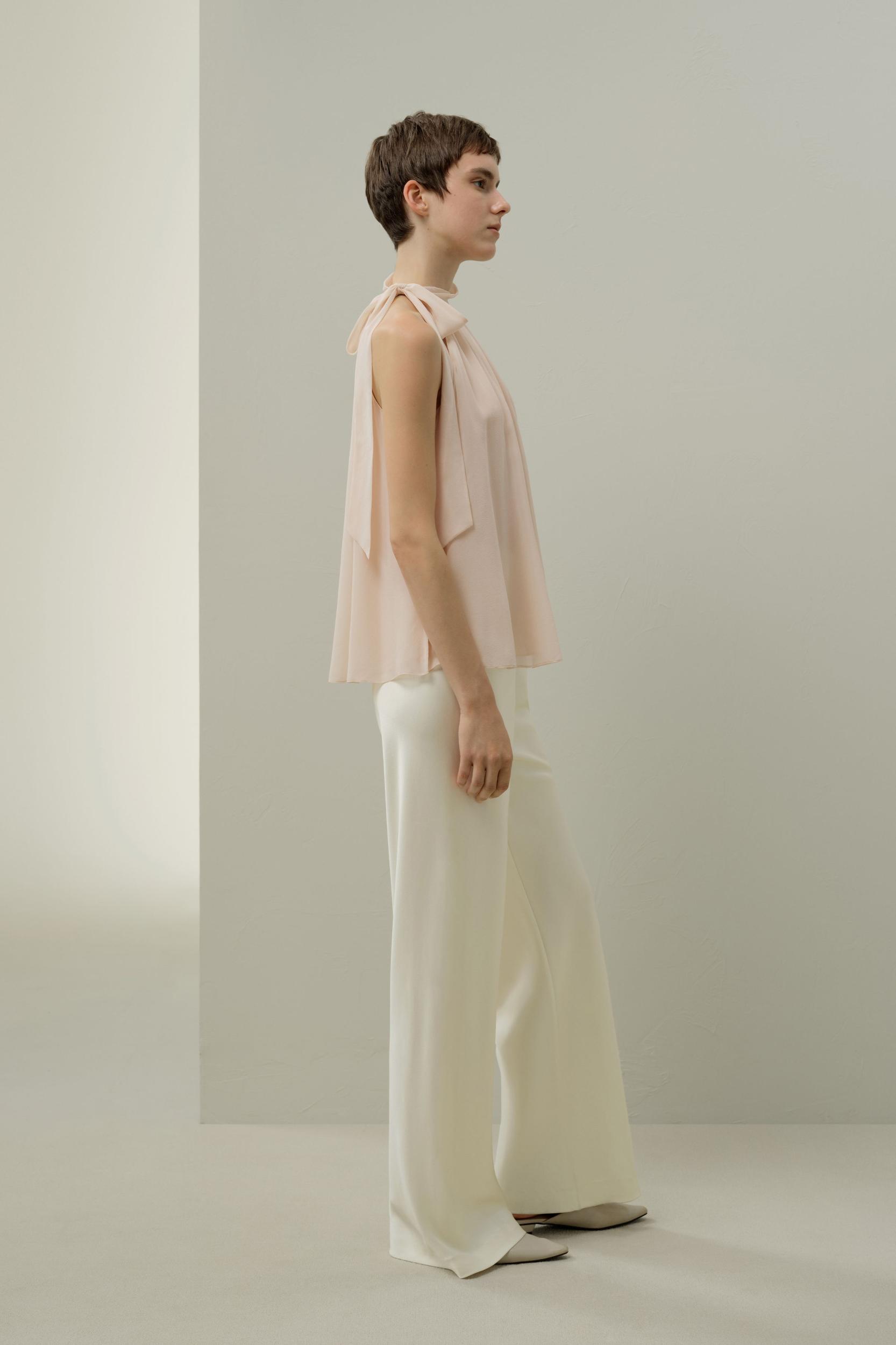 Adjustable Tie-Neck Georgette Blouse Product Image