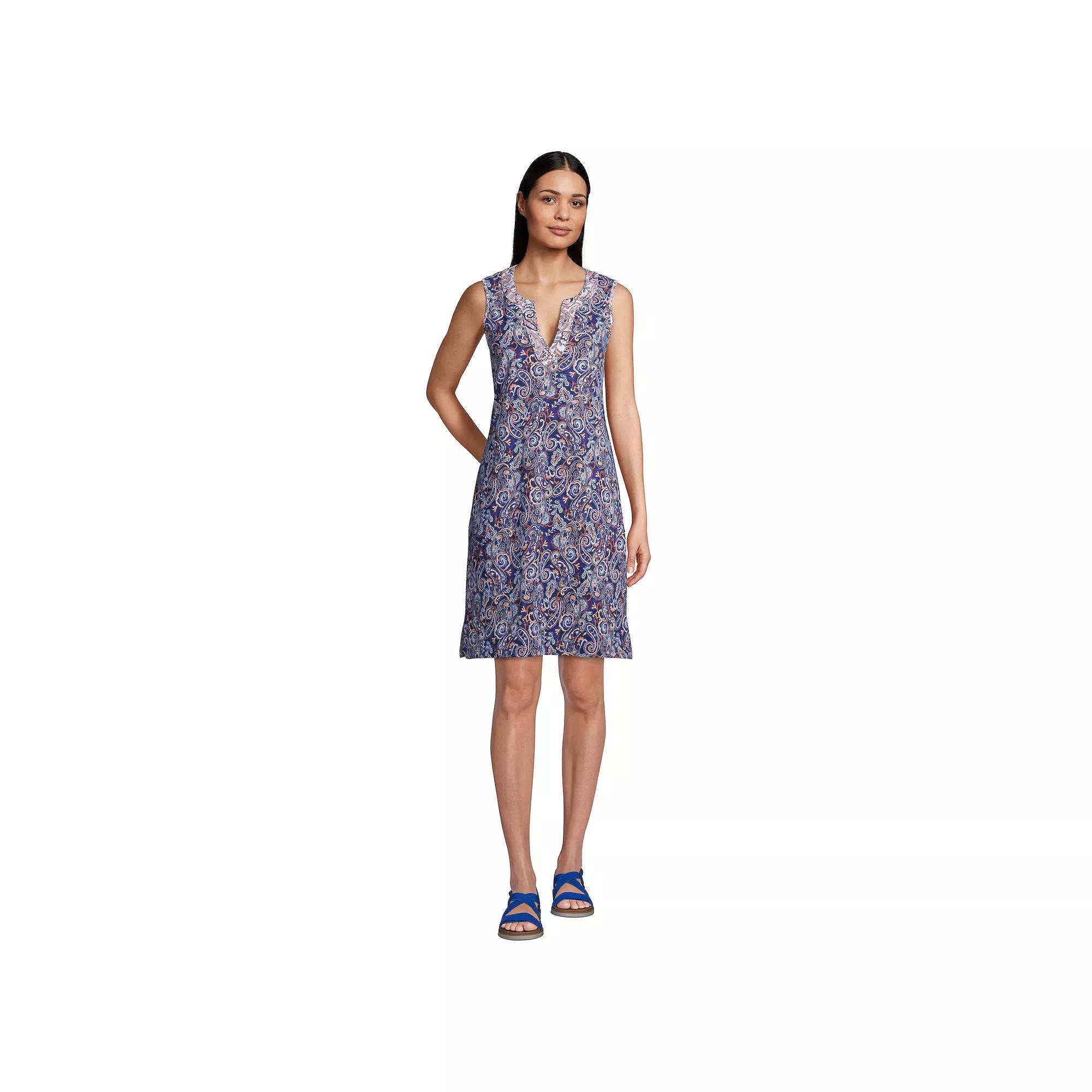 Women's Lands' End Splitneck Swim Cover-Up Dress,  Product Image