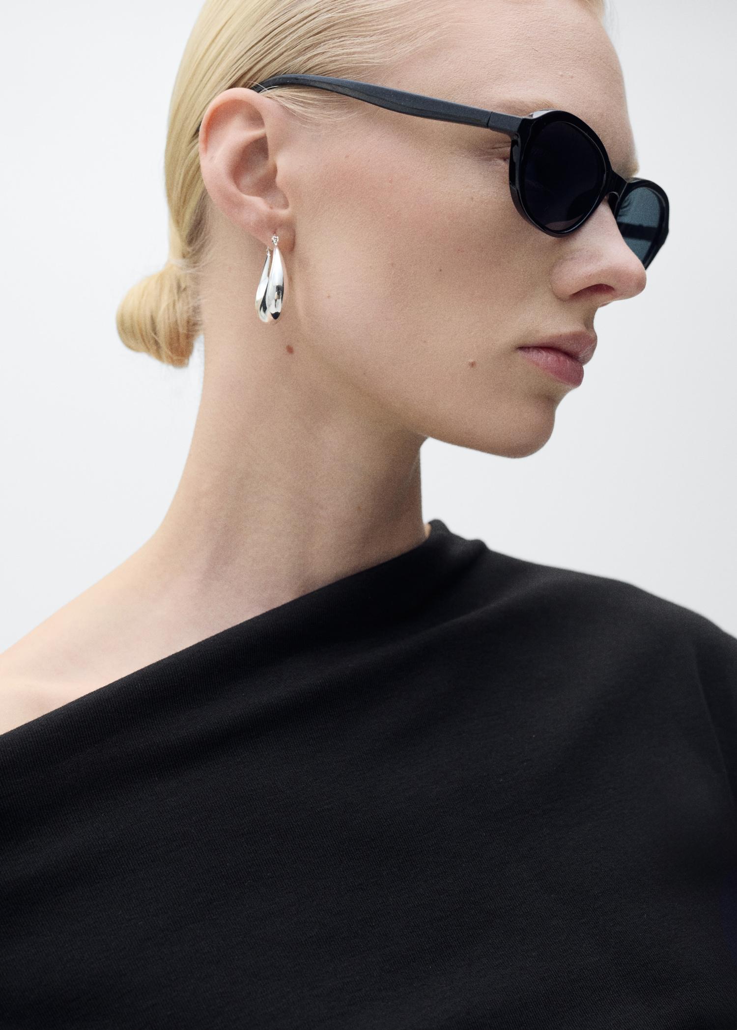 Cotton top with asymmetrical neckline - Women | MANGO USA Product Image