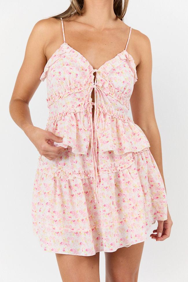 What It Takes Pink Multi Floral Ruffle Tank and Skirt Set FINAL SALE Product Image
