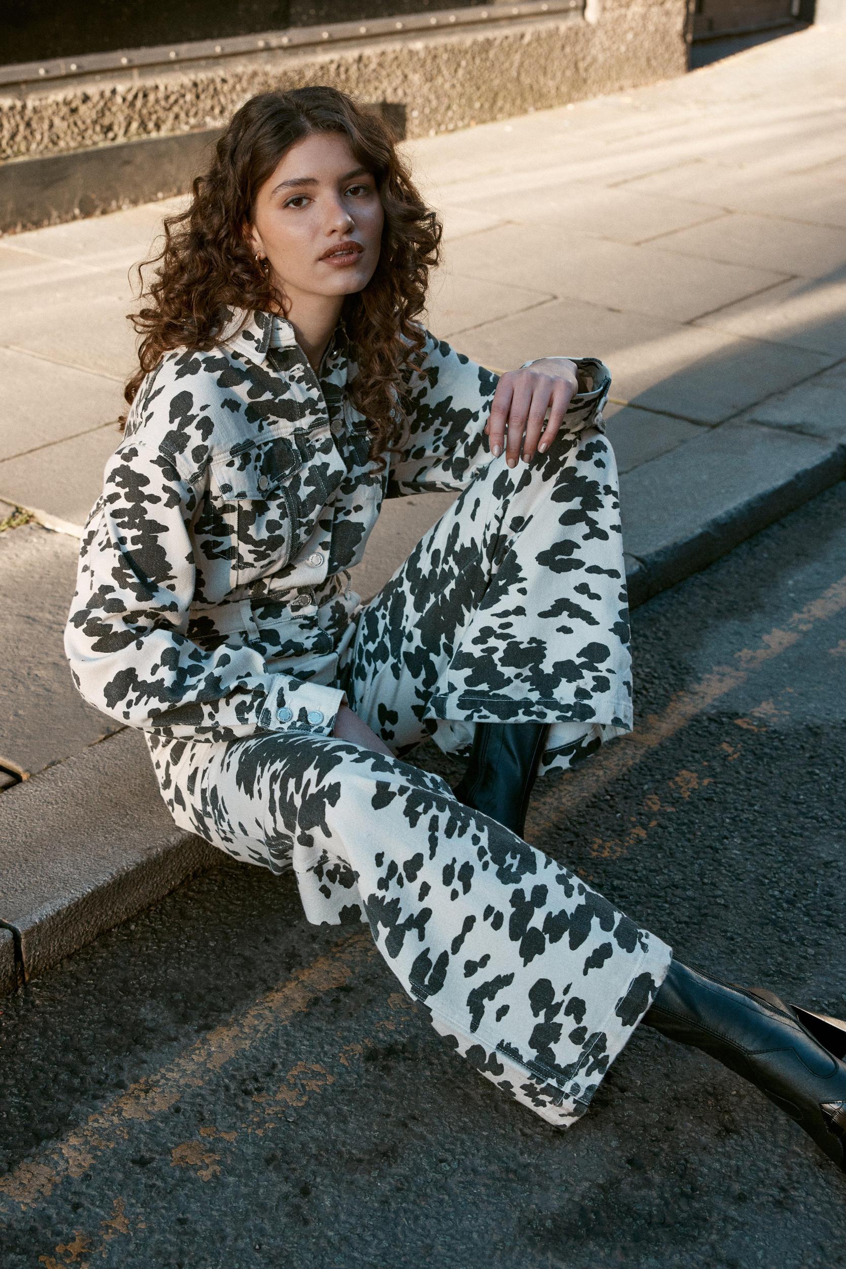 Denim Dalmatian Print Jumpsuit Product Image