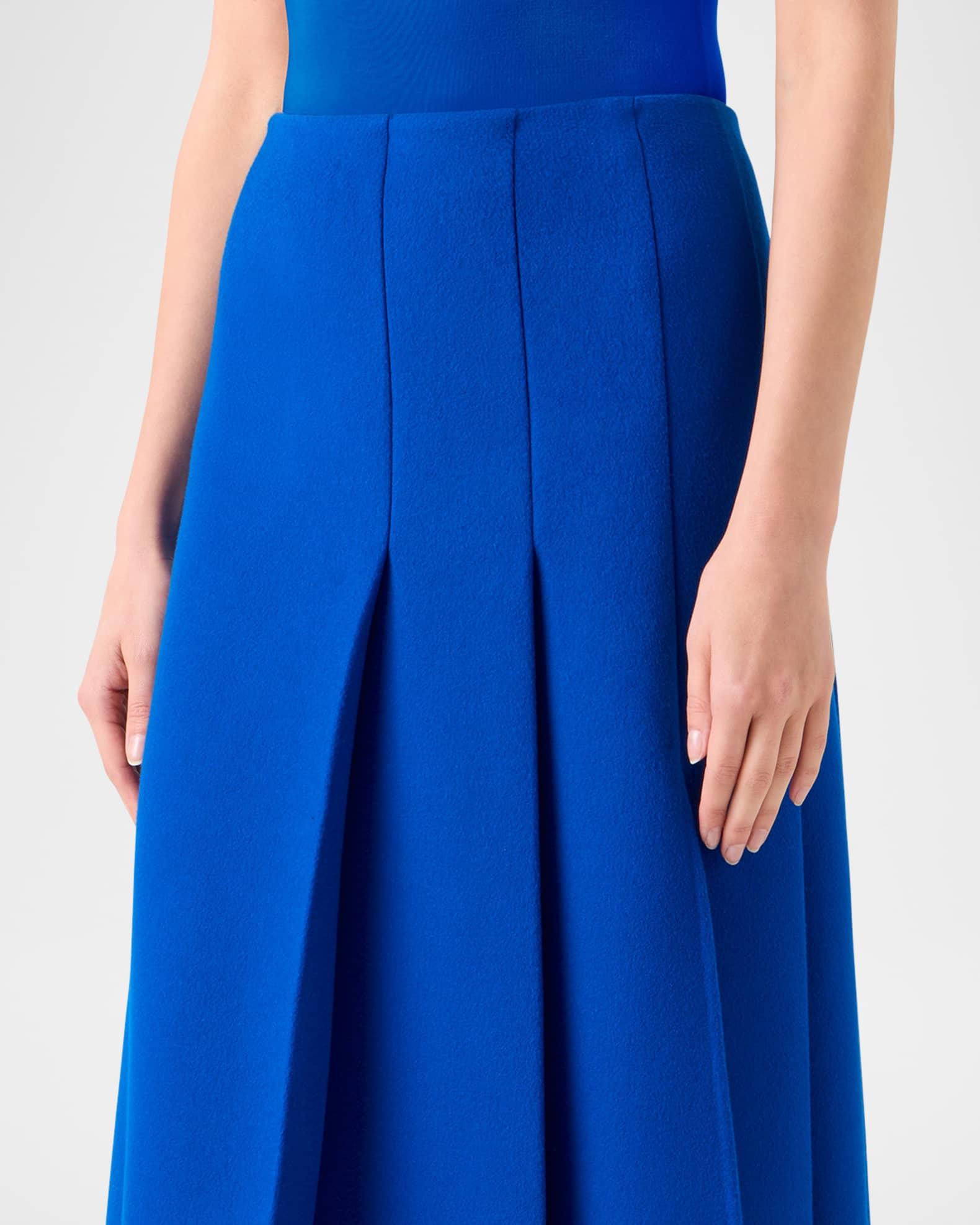 Pleated Wool Flannel Double-Face A-Line Midi Skirt Product Image