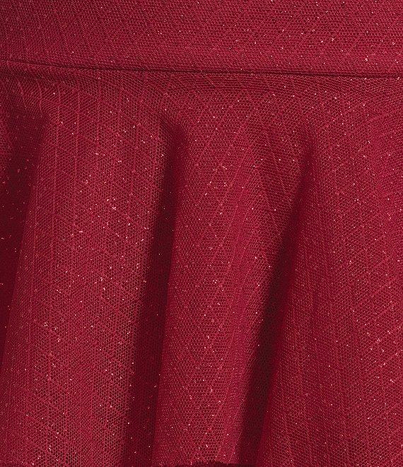 Honey and Rosie Sweetheart Off Shoulder Mesh Drape Ruffle Skirt Dress Product Image