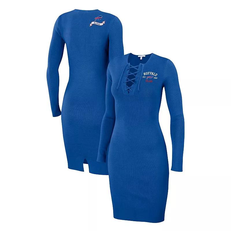 Women's WEAR by Erin Andrews Navy Chicago Bears Lace Up Long Sleeve Dress,  Product Image