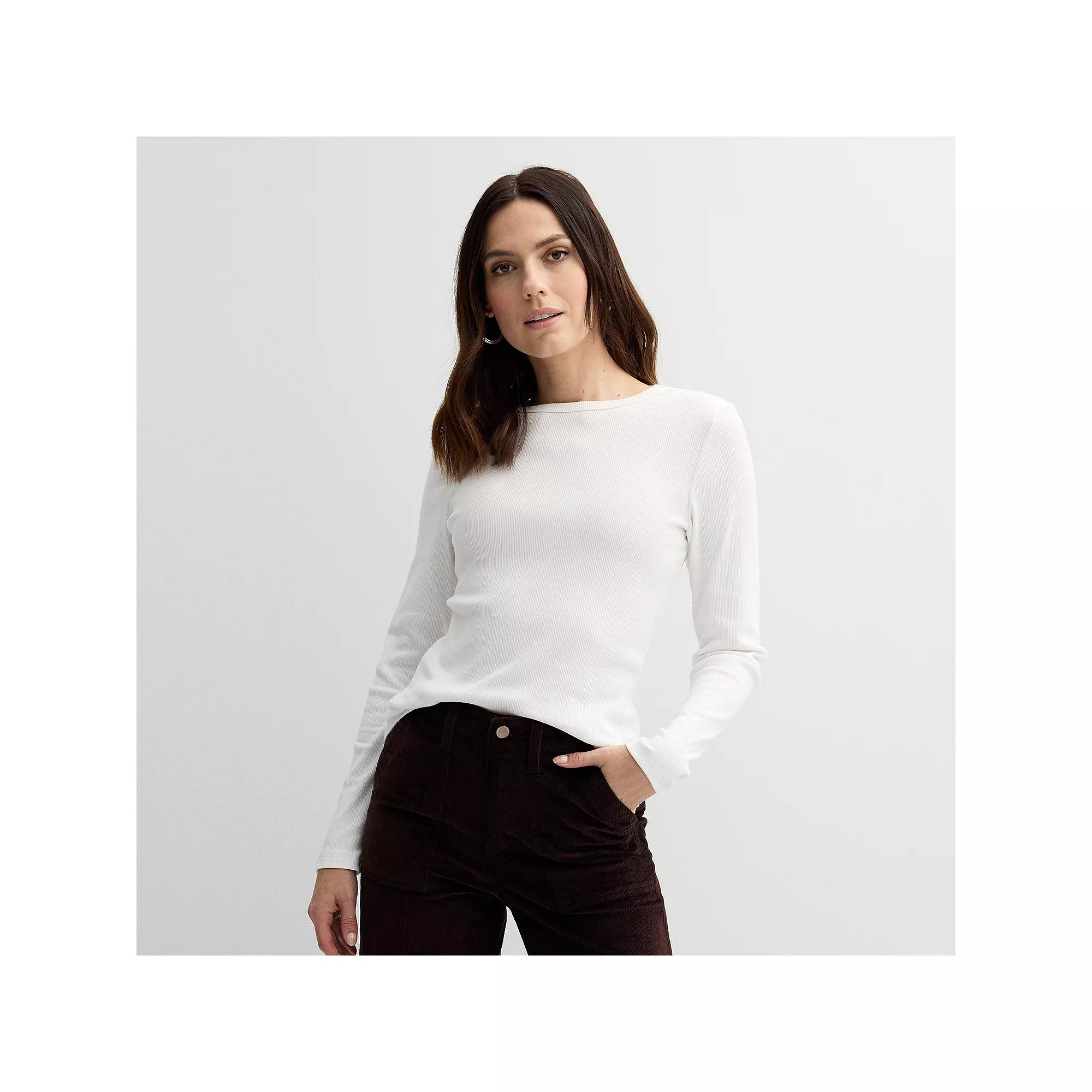 Women's Sonoma Goods For Life® Rib Slim Fit Long Sleeve Tee,  Product Image