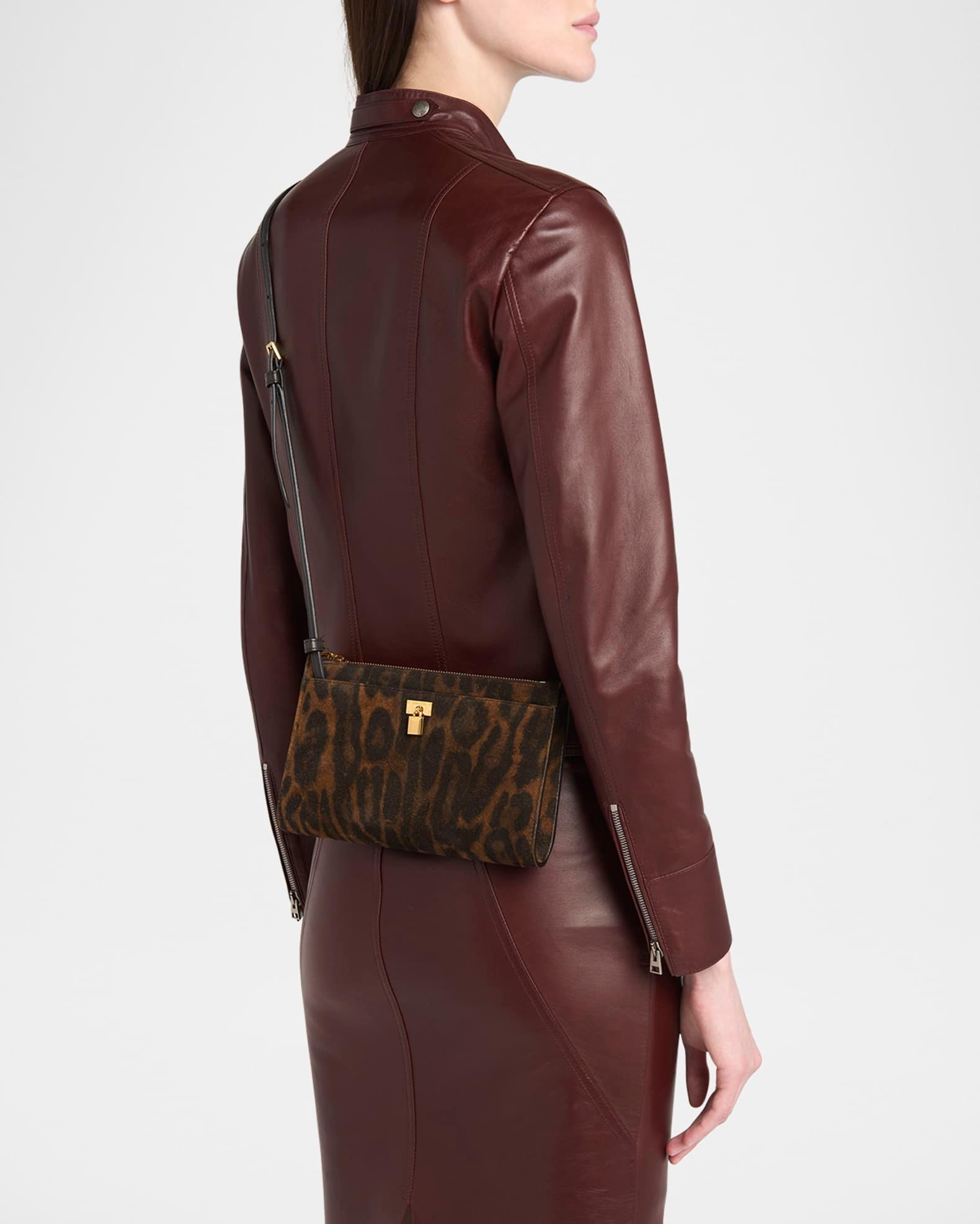 Padlock Mini Crossbody Bag in Ocelot-Print Suede Product Image