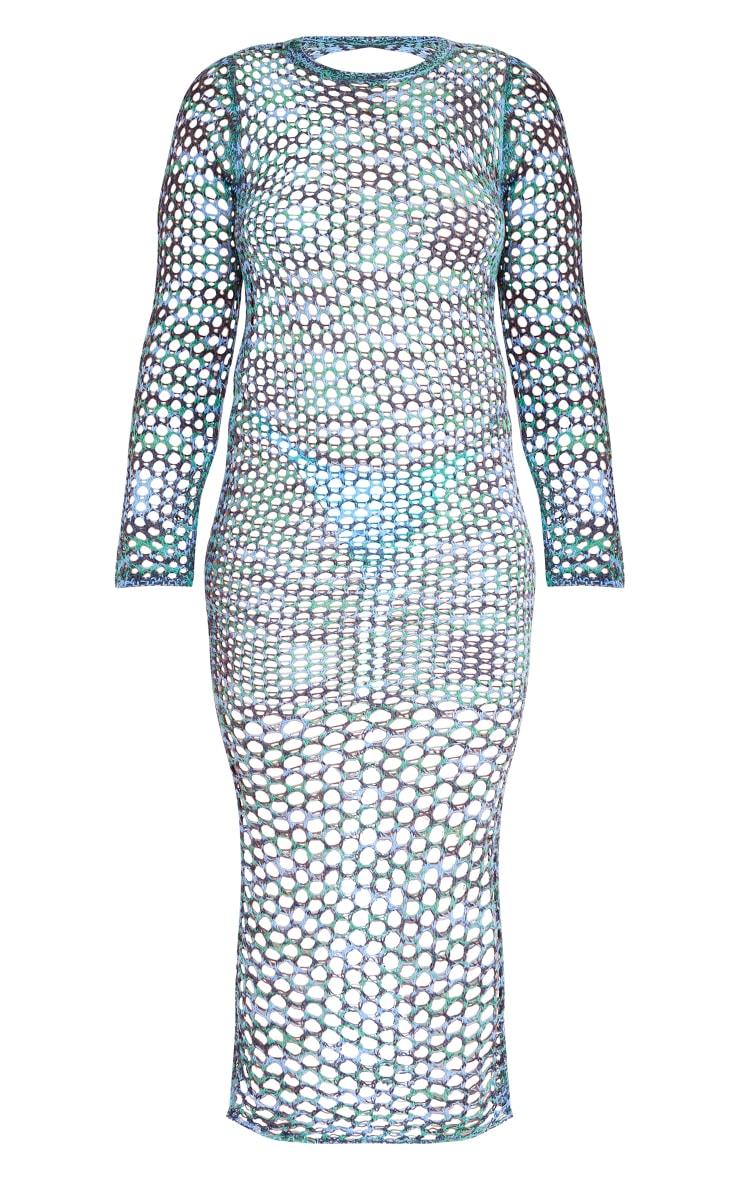 Plus Blue Open Back Knited Maxi Dress Product Image